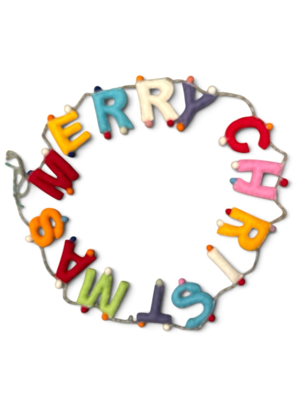 ‘Merry Christmas' Stitched Wool Garland - 7 ft